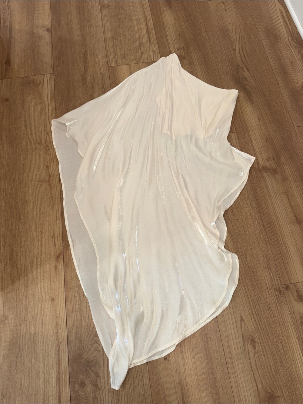 JLUXLABEL Sheer Ivory One-Shoulder Drape Top